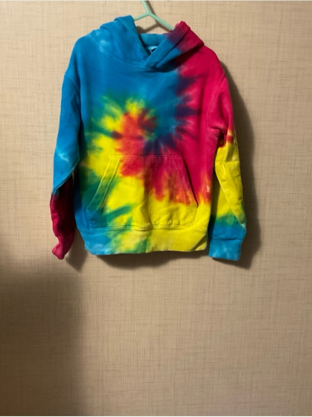 Kids Tie-Dye Pullover Hoodie - Blue, Pink & Yellow